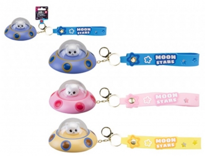 Ufo Light Up Keyring With Strap 6cm