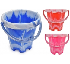 Medium Marble Round Castle Bucket ( Assorted Colours )