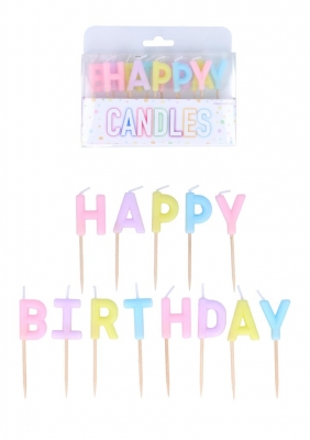 Pastel Happy Birthday Candles 13 Pack