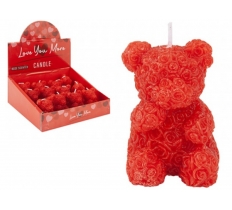 Valentine's Day Rose Scented Bear Candle 6.6cm