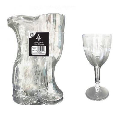 Clear Plastic Wine Glasses 4 Pack