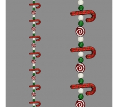 Christmas Candy Cane Garland Red White & Green 1.5m