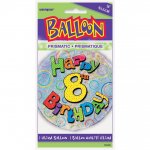Age 8 Birthday Prism Round Foil Balloon 18"