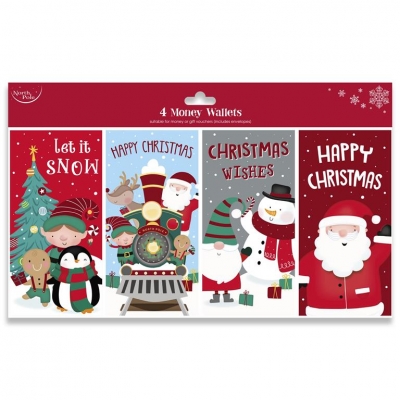 Christmas Cute Money Wallet Polybag 4 Pack