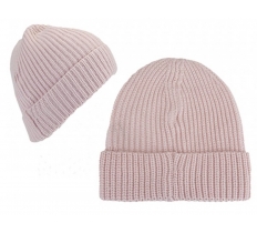 Womens Rib Knit Pink Lurex Beanie Hat