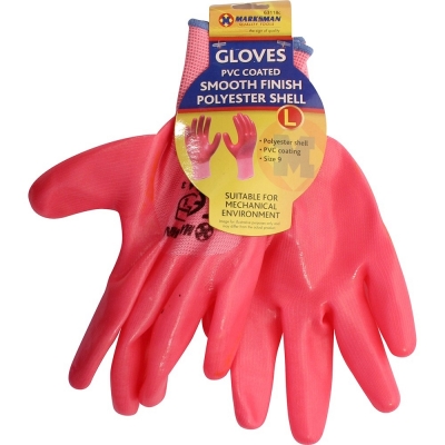 Pink Polyester Pvc Coating Gloves