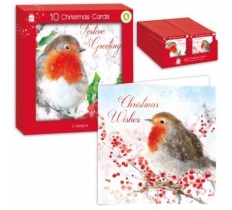 Square Traditinol Robins Card Pack Of 10