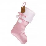 Deluxe Pink Pom Pom Stocking 40cm X 25cm