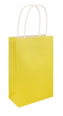 Yellow Paper Party Bag With Handles 14cm X 21 cm X 7cm