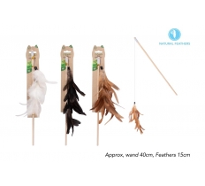 Natural Feather Cat Wand