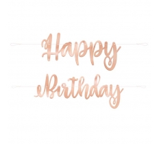 Rose Gold Script Happy Birthday Banner-7Ft