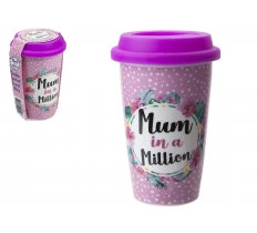 DOUBLE WALL CUP WITH LID MUM DESIGN 320ml