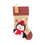 Deluxe Plush Tartan Penguin Christmas Stocking