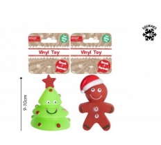 Christmas Squeaky Gingerbread & Tree Vinyl Dog Toy