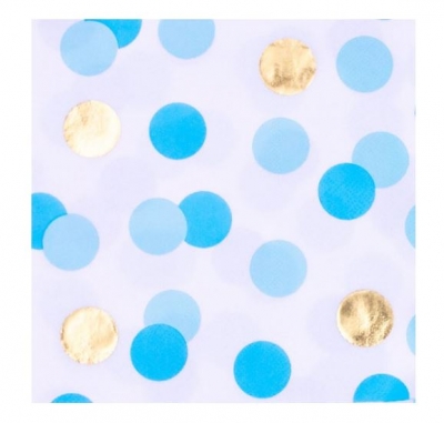 Blue & Gold Dots 3Ply Paper Napkins 16 Pack