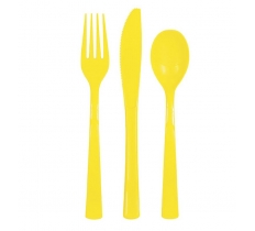 Yellow Neon Assorted Cutlery 18 Pack