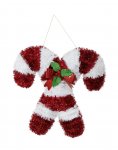 TINSEL CROSS CANDY CANE 47x45cm