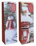 GIFT BAG CHRISTMAS TRAD SCENES BOTTLE (12 x 36 x 8cm)