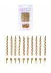 Gold Party Candles with 10 Holders (6cm) 10 Pack