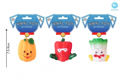 World Of Pets Vinyl Squeaky Vegetable Dog Toy ( Assorted )