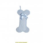 Deluxe Plush Silver Knitted Bone Shape Stocking 40cm X 25cm