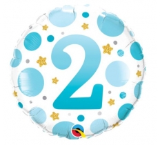 18" Blue Dots Age 2 Foil Balloon ( 1 )