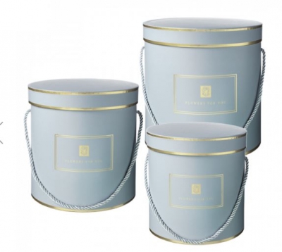 Set Of 3 Hamilton Hat Boxes Blue/Gold