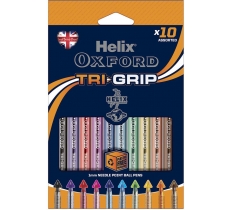 Helix Oxford Tri Grip Pens X10 Multi Coloured Box