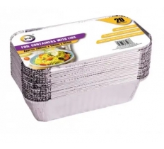 Foil Containers with Lids (Approx 200mm x 110mm x 51mm) 20PC