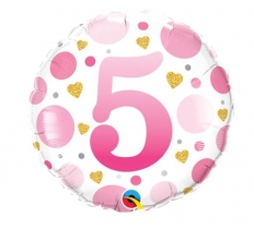 18" Pink Dots Age 5 Foil Balloon ( 1 )