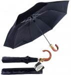 Mens U Shaped Deluxe Umbrella With Brown Handle