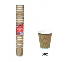 25Pc 8oz Hot/Cold Kraft Ripple Paper Cups