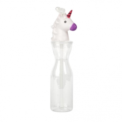White Unicorn 500ml straw bottle