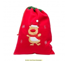 Deluxe Plush Red Reindeer Christmas Sack 50cm X 70cm