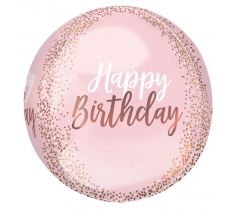 Blush Birthday Orbz 15" Foil Balloons