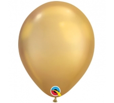 11" Rnd Chrome Gold 100Ct Qualatex Plain Latex