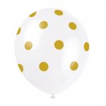 12" Latex Balloons Gold Dots Pack Of 6