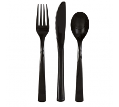 Black Solid Assorted Plastic Cutlery 18PC