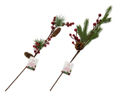 Artificial Berry / Pine Cone Branch 55cm