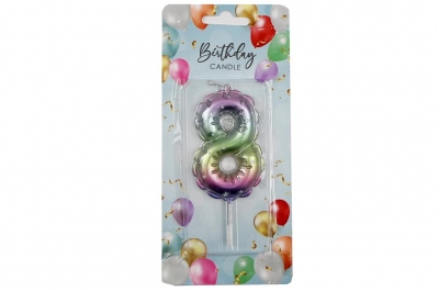 Rainbow Balloon Candle 6cm Number 8