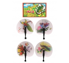 Folding Paper Fan with Plastic Handle 14cm x 12 ( 20p Each )