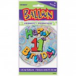 Age 11th Birthday Prism Round Foil Balloon 18"