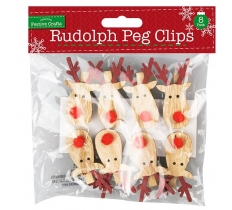 Rudolph And Red Nose Clips 8 Pack