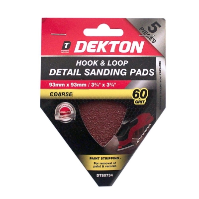 Dekton 5 Piece Hook And Loop Detail Sanding Pads 93mm x 93mmar