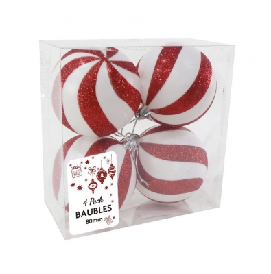 Lollipop Baubles 80Mm 4Pk Glitter