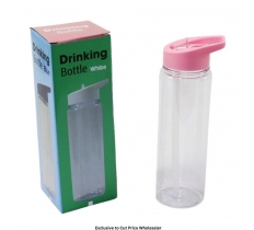 Plain Drinking Water Bottle With Pink Cap