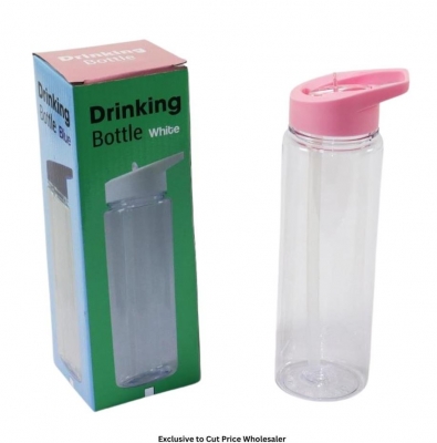 Plain Drinking Water Bottle With Pink Cap