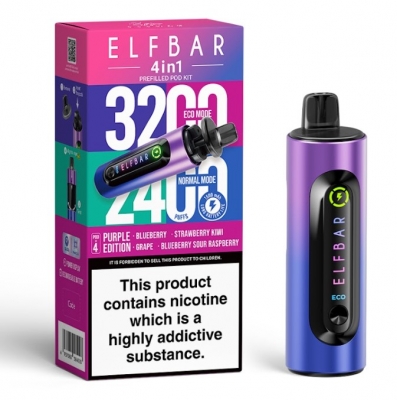 Elf Bar 4 In 1 Vape Prefilled Pod Kit Purple Edition