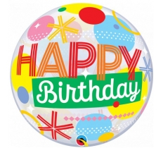 Qualatex 22" Happy Birthday Circles Stripes Bubble Balloon