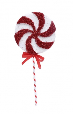 Christmas Tinsel Candy Cane Lollipop Pick 47cm